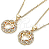 Collares con Dije 04.156.0385.1.20 Oro Laminado, Diseño de Corazón, con Granate and Blanca Micro Pave, Pulido, Tono Dorado (02 MM Thickness, 20 Inches Length)