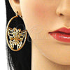 Argolla Grande 02.380.0045.50 Oro Laminado, Diseño de Mariposa, con Blanca Cristal, Diamantado, Tono Dorado