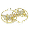 Argolla Grande 02.380.0045.50 Oro Laminado, Diseño de Mariposa, con Blanca Cristal, Diamantado, Tono Dorado