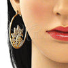 Argolla Grande 02.380.0046.1.50 Oro Laminado, Diseño de Pavo Real, con Blanca and Negro Cristal, Diamantado, Tono Dorado