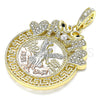 Dije Religioso 05.380.0018 Oro Laminado, Diseño de Moneda Centenario y Angel, con Blanca and Negro Cristal, Pulido, Tres Tonos