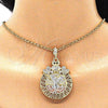 Dije Religioso 05.380.0019 Oro Laminado, Diseño de Moneda Centenario y Angel, con Cristal Blanca y Negro, Pulido, Tres Tonos
