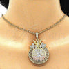 Dije Religioso 05.380.0021 Oro Laminado, Diseño de Moneda Centenario y Angel, con Blanca Cristal, Pulido, Tres Tonos
