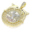 Dije Religioso 05.380.0023 Oro Laminado, Diseño de Moneda Centenario y Angel, con Negro Cristal, Pulido, Tres Tonos