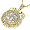 Dije Religioso 05.380.0024 Oro Laminado, Diseño de Moneda Centenario y Angel, con Cristal Negro, Pulido, Tres Tonos