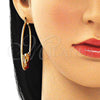 Argolla Grande 02.380.0051.50 Oro Laminado, Diseño de Elefante y Corazón, con Blanca and Negro Cristal, Resinado Rojo, Tono Dorado