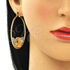 Argolla Grande 02.380.0051.1.50 Oro Laminado, Diseño de Elefante y Corazón, con Blanca and Negro Cristal, Resinado Marron, Tono Dorado