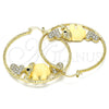 Argolla Grande 02.380.0051.1.50 Oro Laminado, Diseño de Elefante y Corazón, con Blanca and Negro Cristal, Resinado Marron, Tono Dorado