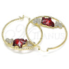 Argolla Grande 02.380.0052.50 Oro Laminado, Diseño de Elefante y Corazón, con Granate and Blanca Cristal, Diamantado, Tono Dorado