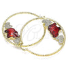 Argolla Grande 02.380.0052.50 Oro Laminado, Diseño de Elefante y Corazón, con Granate and Blanca Cristal, Diamantado, Tono Dorado