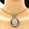 Dije Religioso 05.380.0026.1 Oro Laminado, Diseño de Moneda Centenario y Angel, con Cristal Granate y Verde, Pulido, Tres Tonos