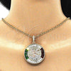 Dije Religioso 05.380.0028.1 Oro Laminado, Diseño de Moneda Centenario y Angel, con Multicolor Cristal, Pulido, Tres Tonos