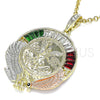 Dije Religioso 05.380.0029.1 Oro Laminado, Diseño de Moneda Centenario y Angel, con Cristal Multicolor, Pulido, Tres Tonos