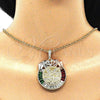 Dije Religioso 05.380.0030 Oro Laminado, Diseño de Moneda Centenario y Angel, con Blanca and Negro Cristal, Pulido, Tres Tonos
