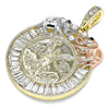 Dije Religioso 05.380.0030 Oro Laminado, Diseño de Moneda Centenario y Angel, con Cristal Blanca y Negro, Pulido, Tres Tonos