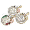 Dije Religioso 05.380.0030 Oro Laminado, Diseño de Moneda Centenario y Angel, con Cristal Blanca y Negro, Pulido, Tres Tonos