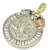 Dije Religioso 05.380.0031 Oro Laminado, Diseño de Moneda Centenario y Angel, con Cristal Blanca y Negro, Pulido, Tres Tonos