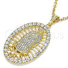 Dije Religioso 05.380.0032 Oro Laminado, Diseño de Guadalupe, con Blanca Cristal, Pulido, Tono Dorado