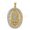 Dije Religioso 05.380.0032 Oro Laminado, Diseño de Guadalupe, con Blanca Cristal, Pulido, Tono Dorado