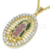 Dije Religioso 05.380.0032.1 Oro Laminado, Diseño de Guadalupe, con Multicolor Cristal, Pulido, Tono Dorado