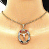 Dije Religioso 05.380.0034.1 Oro Laminado, Diseño de Jesus y Llave Griega, con Cristal Multicolor, Pulido, Tres Tonos