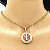 Dije Religioso 05.380.0038 Oro Laminado, Diseño de San Judas y Llave Griega, Pulido, Tres Tonos