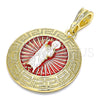 Dije Religioso 05.380.0038 Oro Laminado, Diseño de San Judas y Llave Griega, Pulido, Tres Tonos
