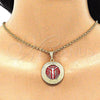 Dije Religioso 05.380.0040 Oro Laminado, Diseño de Jesus y Llave Griega, Pulido, Tres Tonos