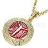 Dije Religioso 05.380.0040 Oro Laminado, Diseño de Jesus y Llave Griega, Pulido, Tres Tonos