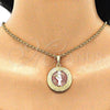 Dije Religioso 05.380.0041 Oro Laminado, Diseño de Santa Muerte y Llave Griega, Pulido, Tres Tonos