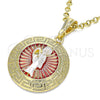 Dije Religioso 05.380.0041 Oro Laminado, Diseño de Santa Muerte y Llave Griega, Pulido, Tres Tonos