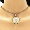 Dije Religioso 05.380.0039.1 Oro Laminado, Diseño de Guadalupe y Llave Griega, Pulido, Tres Tonos