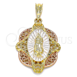 Dije Religioso 05.380.0046 Oro Laminado, Diseño de Guadalupe, Pulido, Tres Tonos