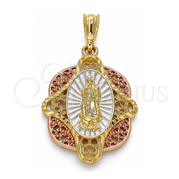 Dije Religioso 05.380.0046 Oro Laminado, Diseño de Guadalupe, Pulido, Tres Tonos