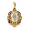 Dije Religioso 05.380.0046 Oro Laminado, Diseño de Guadalupe, Pulido, Tres Tonos