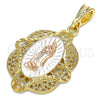 Dije Religioso 05.380.0046.1 Oro Laminado, Diseño de Guadalupe, Pulido, Tres Tonos