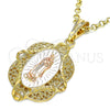 Dije Religioso 05.380.0046.1 Oro Laminado, Diseño de Guadalupe, Pulido, Tres Tonos