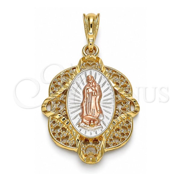 Dije Religioso 05.380.0046.1 Oro Laminado, Diseño de Guadalupe, Pulido, Tres Tonos