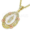 Dije Religioso 05.380.0042 Oro Laminado, Diseño de Guadalupe, Pulido, Tres Tonos