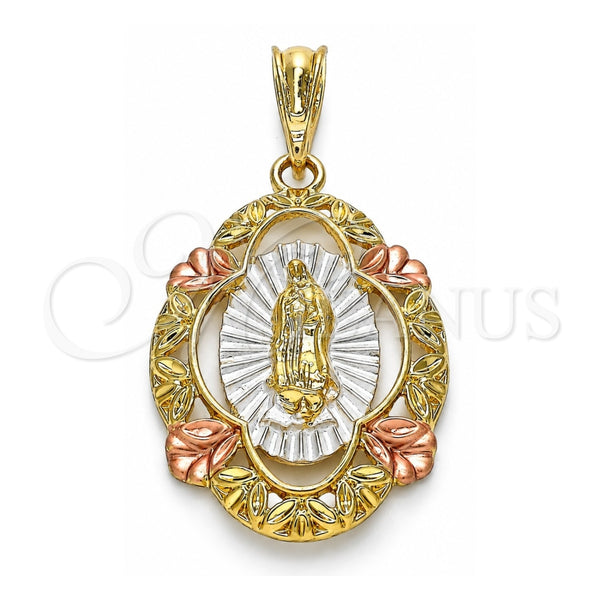Dije Religioso 05.380.0042 Oro Laminado, Diseño de Guadalupe, Pulido, Tres Tonos