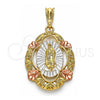 Dije Religioso 05.380.0042 Oro Laminado, Diseño de Guadalupe, Pulido, Tres Tonos