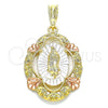 Dije Religioso 05.380.0042 Oro Laminado, Diseño de Guadalupe, Pulido, Tres Tonos