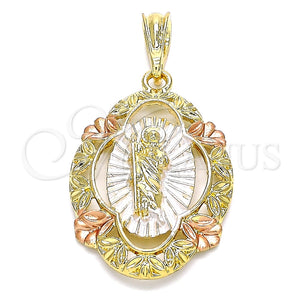 Dije Religioso 05.380.0043 Oro Laminado, Diseño de San Judas, Pulido, Tres Tonos