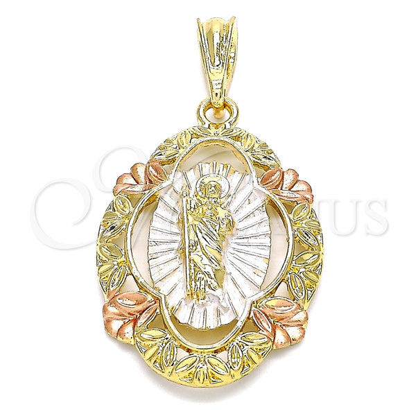 Dije Religioso 05.380.0043 Oro Laminado, Diseño de San Judas, Pulido, Tres Tonos