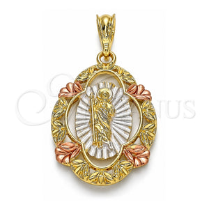 Dije Religioso 05.380.0043 Oro Laminado, Diseño de San Judas, Pulido, Tres Tonos