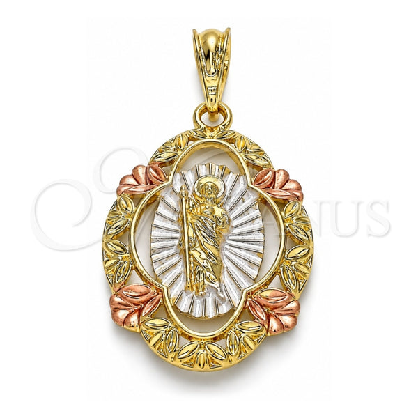 Dije Religioso 05.380.0043 Oro Laminado, Diseño de San Judas, Pulido, Tres Tonos