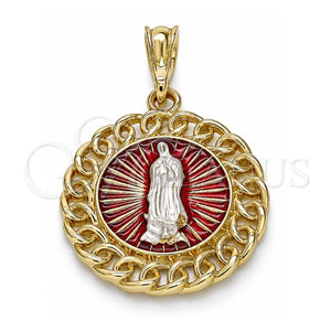 Dije Religioso 05.380.0044 Oro Laminado, Diseño de Guadalupe, Pulido, Tres Tonos