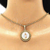 Dije Religioso 05.380.0044.1 Oro Laminado, Diseño de Guadalupe, Pulido, Tres Tonos