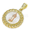 Dije Religioso 05.380.0044.1 Oro Laminado, Diseño de Guadalupe, Pulido, Tres Tonos