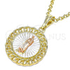 Dije Religioso 05.380.0044.1 Oro Laminado, Diseño de Guadalupe, Pulido, Tres Tonos